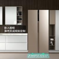 美的Midea对开门450L风冷智能纤薄家用双开门电冰箱